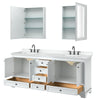 Custom image for White with Matte Black Trim / White Cultured Marble, Rectangular Sink / Medicine Cabinets