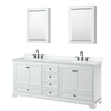 Custom image for White with Matte Black Trim / White Cultured Marble, Rectangular Sink / Medicine Cabinets