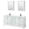 Custom image for White with Matte Black Trim / White Quartz, Rectangular Sink / Medicine Cabinets