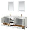 Custom image for White with Brushed Gold Trim / Carrara Cultured Marble, Rectangular Sink / 24
