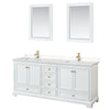Custom image for White with Brushed Gold Trim / Carrara Cultured Marble, Rectangular Sink / 24