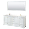 Custom image for White with Brushed Gold Trim / Carrara Cultured Marble, Rectangular Sink / 70