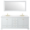 Custom image for White with Brushed Gold Trim / Carrara Cultured Marble, Rectangular Sink / 70