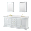 Custom image for White with Brushed Gold Trim / Carrara Cultured Marble, Rectangular Sink / Medicine Cabinets