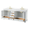 Custom image for White with Brushed Gold Trim / Carrara Cultured Marble, Rectangular Sink / No Mirror
