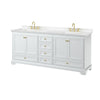 Custom image for White with Brushed Gold Trim / Carrara Cultured Marble, Rectangular Sink / No Mirror