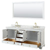 Custom image for White with Brushed Gold Trim / White Carrara Marble, Oval Sink / 70