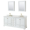 Custom image for White with Brushed Gold Trim / White Carrara Marble, Oval Sink / Medicine Cabinets