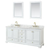Custom image for White with Brushed Gold Trim / White Carrara Marble, Rectangular Sink / 24