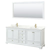 Custom image for White with Brushed Gold Trim / Giotto Quartz, Rectangular Sink / 70