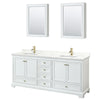 Custom image for White with Brushed Gold Trim / Giotto Quartz, Rectangular Sink / Medicine Cabinets