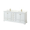 Custom image for White with Brushed Gold Trim / Giotto Quartz, Rectangular Sink / No Mirror
