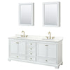 Custom image for White with Brushed Gold Trim / Giotto Quartz, Rectangular Sink / Medicine Cabinets