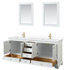 Custom image for White with Brushed Gold Trim / White Cultured Marble, Rectangular Sink / 24