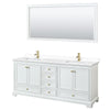 Custom image for White with Brushed Gold Trim / White Cultured Marble, Rectangular Sink / 70