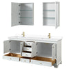 Custom image for White with Brushed Gold Trim / White Cultured Marble, Rectangular Sink / Medicine Cabinets