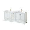 Custom image for White with Brushed Gold Trim / White Cultured Marble, Rectangular Sink / No Mirror