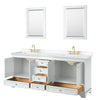 Custom image for White with Brushed Gold Trim / White Cultured Marble, Rectangular Sink / 24