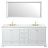 Custom image for White with Brushed Gold Trim / White Cultured Marble, Rectangular Sink / 70