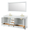 Custom image for White with Brushed Gold Trim / White Cultured Marble, Rectangular Sink / 70