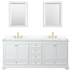 Custom image for White with Brushed Gold Trim / White Cultured Marble, Rectangular Sink / Medicine Cabinets