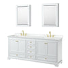 Custom image for White with Brushed Gold Trim / White Cultured Marble, Rectangular Sink / Medicine Cabinets
