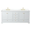 Custom image for White with Brushed Gold Trim / White Cultured Marble, Rectangular Sink / No Mirror