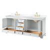 Custom image for White with Brushed Gold Trim / White Cultured Marble, Rectangular Sink / No Mirror
