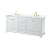 Custom image for White with Brushed Gold Trim / White Cultured Marble, Rectangular Sink / No Mirror
