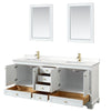 Custom image for White with Brushed Gold Trim / White Quartz, Rectangular Sink / 24