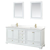 Custom image for White with Brushed Gold Trim / White Quartz, Rectangular Sink / 24