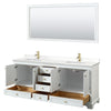 Custom image for White with Brushed Gold Trim / White Quartz, Rectangular Sink / 70