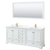 Custom image for White with Brushed Gold Trim / White Quartz, Rectangular Sink / 70
