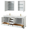 Custom image for White with Brushed Gold Trim / White Quartz, Rectangular Sink / Medicine Cabinets