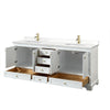 Custom image for White with Brushed Gold Trim / White Quartz, Rectangular Sink / No Mirror