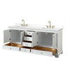 Custom image for White with Brushed Gold Trim / White Quartz, Rectangular Sink / No Mirror