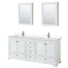 Custom image for White with Polished Chrome Trim / Carrara Cultured Marble, Rectangular Sink / Medicine Cabinets