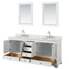 Custom image for White with Polished Chrome Trim / White Carrara Marble, Oval Sink / 24