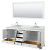 Custom image for White with Polished Chrome Trim / White Carrara Marble, Oval Sink / 70