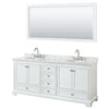 Custom image for White with Polished Chrome Trim / White Carrara Marble, Oval Sink / 70