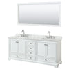 Custom image for White with Polished Chrome Trim / White Carrara Marble, Rectangular Sink / 70