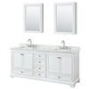 Custom image for White with Polished Chrome Trim / White Carrara Marble, Rectangular Sink / Medicine Cabinets
