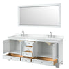 Custom image for White with Polished Chrome Trim / White Cultured Marble, Rectangular Sink / 70