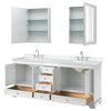 Custom image for White with Polished Chrome Trim / White Cultured Marble, Rectangular Sink / Medicine Cabinets
