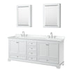 Custom image for White with Polished Chrome Trim / White Cultured Marble, Rectangular Sink / Medicine Cabinets