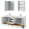 Custom image for White with Polished Chrome Trim / White Quartz, Rectangular Sink / Medicine Cabinets