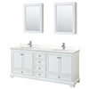 Custom image for White with Polished Chrome Trim / White Quartz, Rectangular Sink / Medicine Cabinets
