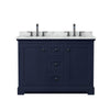 Custom image for Dark Blue with Matte Black Trim / White Carrara Marble / No Mirror