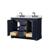 Custom image for Dark Blue with Matte Black Trim / White Carrara Marble / No Mirror