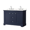 Custom image for Dark Blue with Polished Chrome Trim / Carrara Cultured Marble / No Mirror